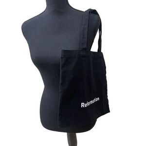 Reformation Black Canvas Medium Size Tote Bag